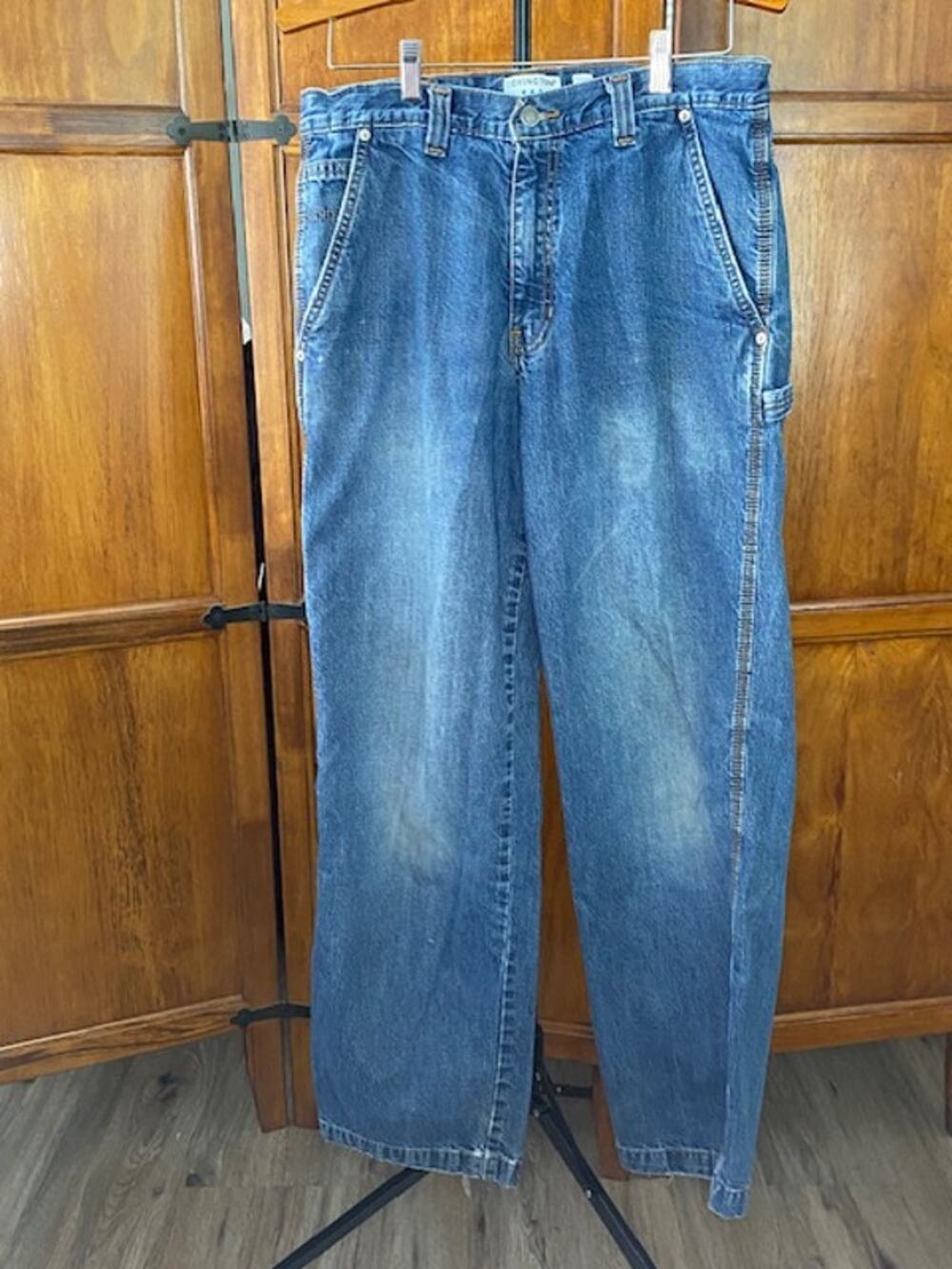 Covington Carpenter Jeans Men's 32x32 Blue Relaxed Utility Work Denim 100%Cotton